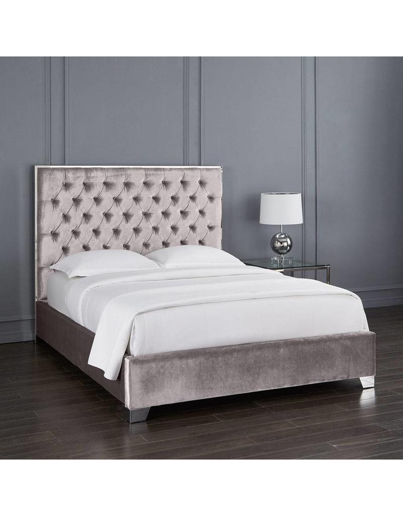 Kroma Bed Velvet Grey King Livin Style Furniture Xcella Kroma Velvet Grey King Bed
