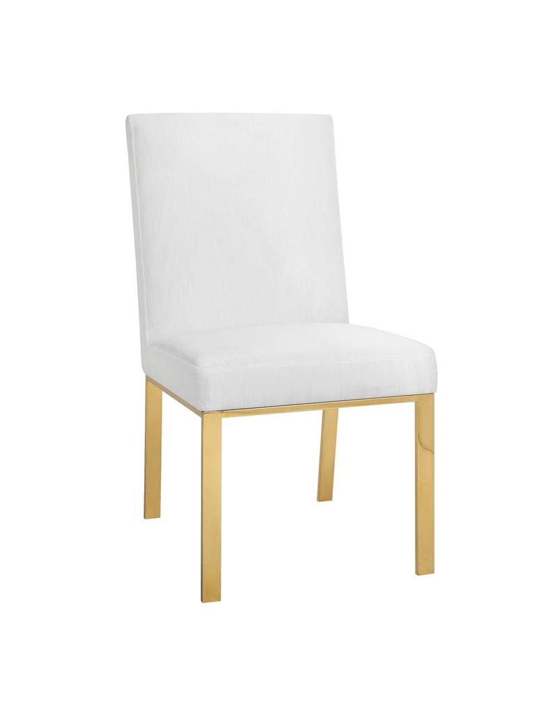 Wellington Dining Chair White Velvet Gold Livin Style Furniture