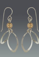 B&R Designs by Nilsson Sterling Silver Leaf with Gold-filled Bead Earrings #1803S