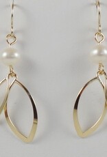 B&R Designs by Nilsson Gold-filled Leaf with Pearl Earrings #1803G