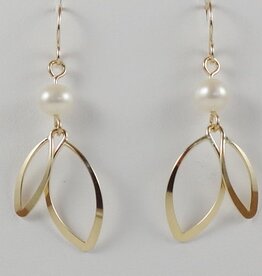 B&R Designs by Nilsson Gold-filled Leaf with Pearl Earrings