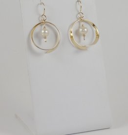 B&R Designs by Nilsson Gold-filled Circle Swirl and Pearl Earrings
