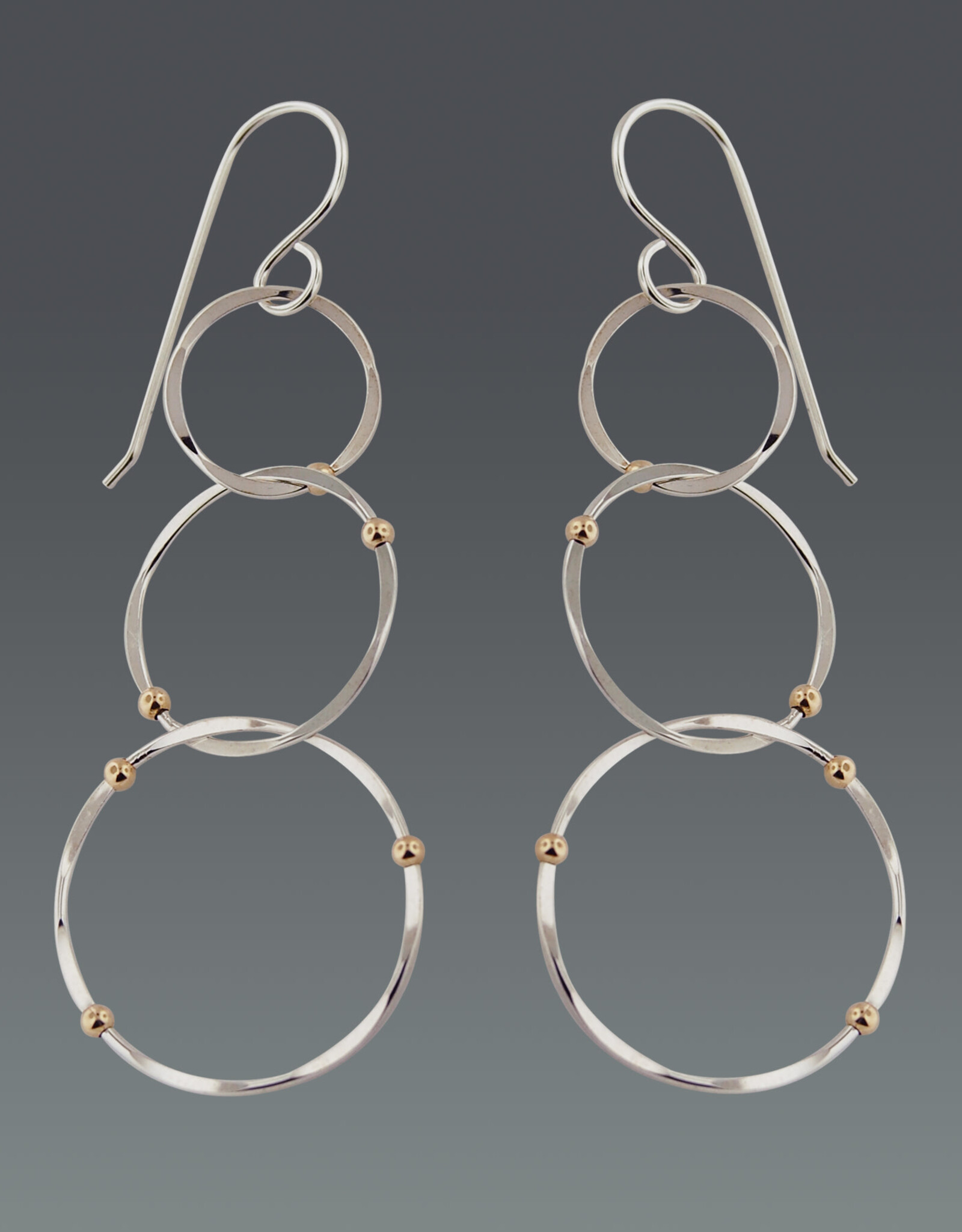 B&R Designs by Nilsson Sterling Silver and Gold-filled Bead Layered Amanda Earrings #3036S