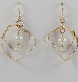 B&R Designs by Nilsson Gold-filled Wobble with Pearl Earrings