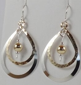 B&R Designs by Nilsson Double Tear Drop Mixed Earrings with Bead
