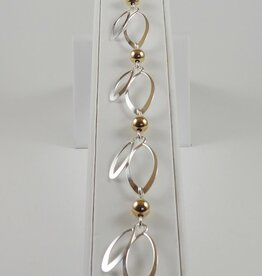 B&R Designs by Nilsson Sterling Leaf with Gold-filled Bead Bracelet