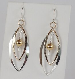B&R Designs by Nilsson Mixed Metal Double Marquise with Bead Earrings
