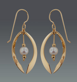 B&R Designs by Nilsson Gold-filled Wishbone Earrings with Pearl