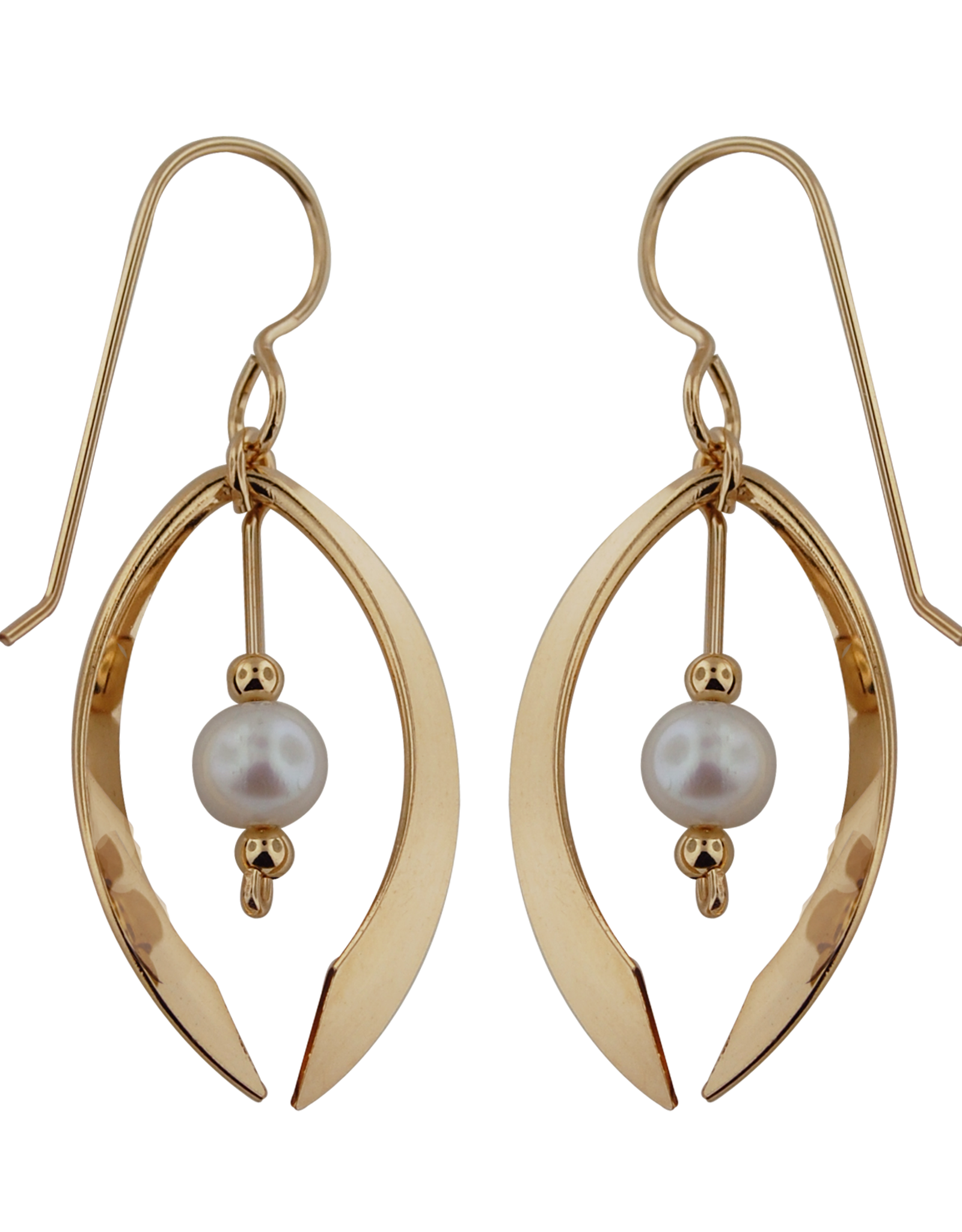 B&R Designs by Nilsson Gold-filled Marquise Wishbone Earrings with Pearl #2044G
