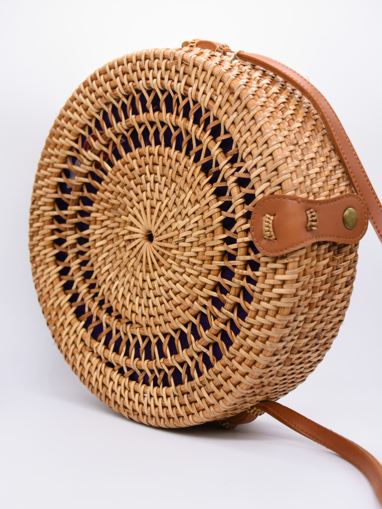 Buy Handwoven Round Rattan Bag Purse for Women, Tote Basket Circle