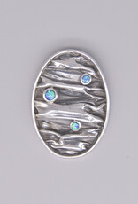Oxidized Wrinkle Oval with Opal Pendant