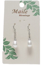 White Pearl Drop Dangle Earrings