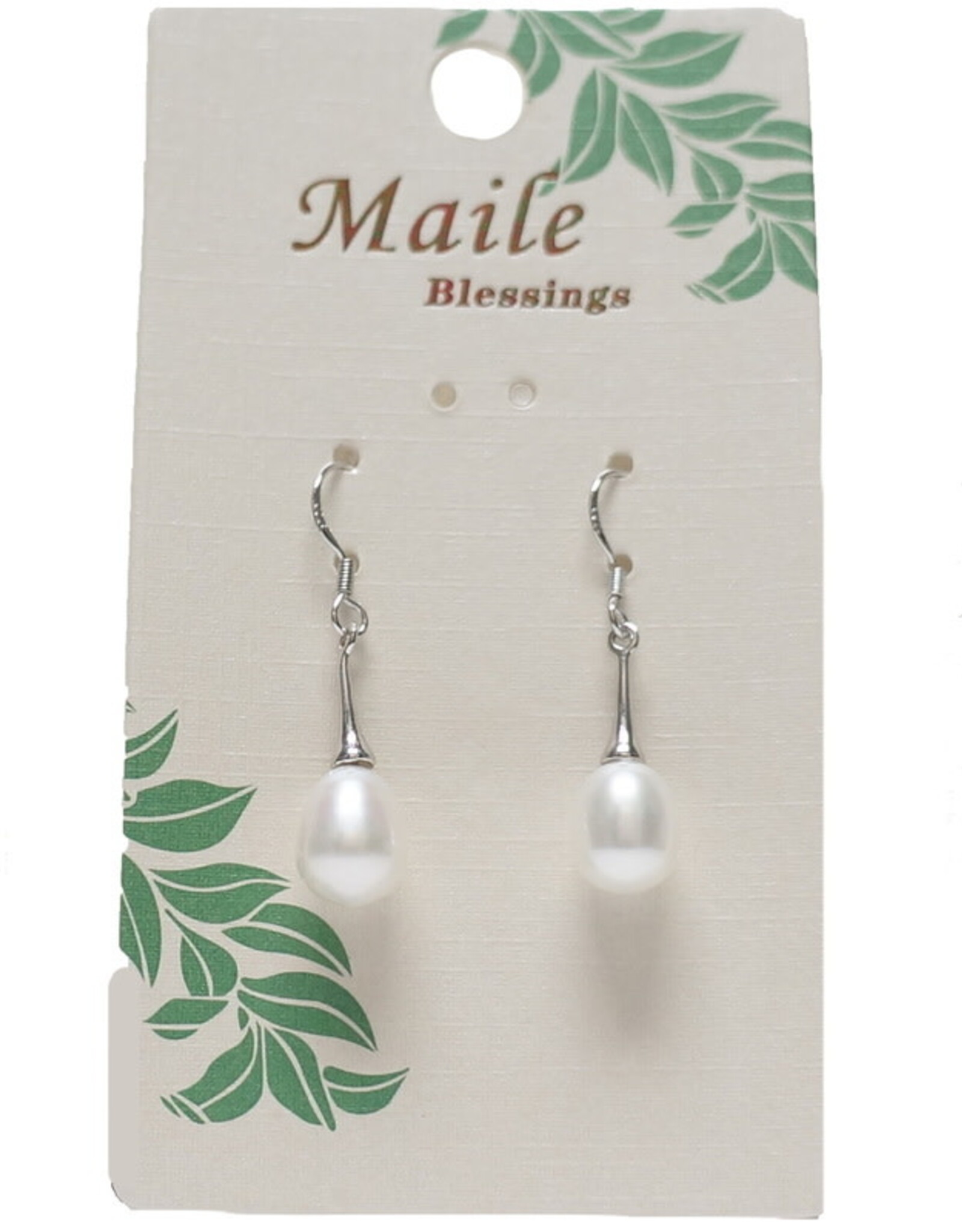 White Pearl Drop Dangle Earrings
