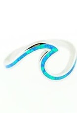 Hawaiian Jewelry Designs Blue Opal Line Wave Ring