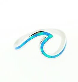 Hawaiian Jewelry Designs Blue Opal Line Wave Ring
