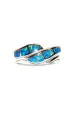 Hawaiian Jewelry Designs Blue Opal  Small Wave Ring