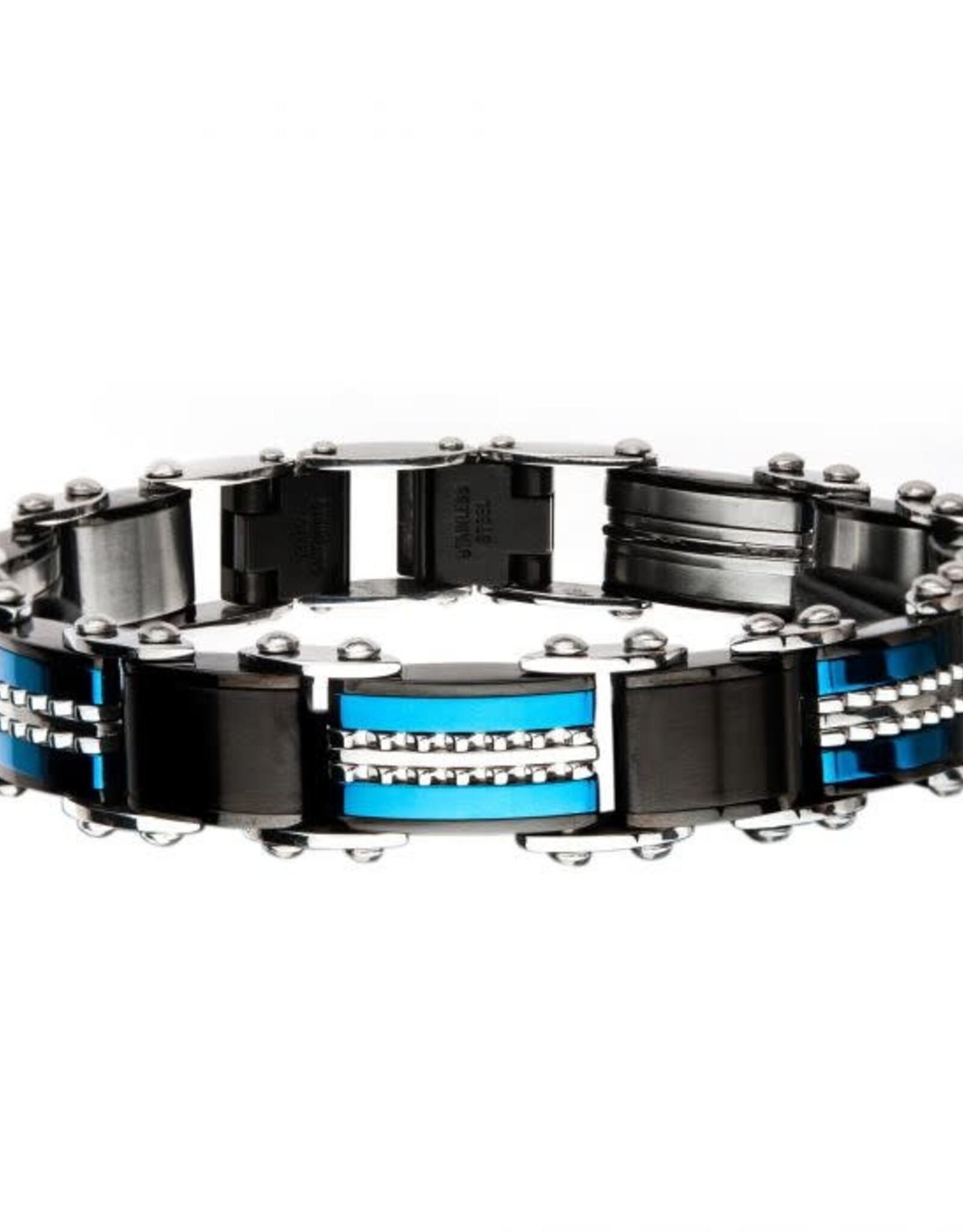 Double Sided Stainless Steel Black Plated and Blue Plated Reversible  Bracelet