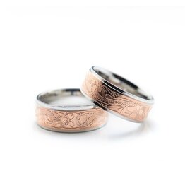 Rose Gold Tone Scroll Ring 8mm