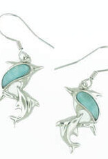925 Sterling Silver with Larimar Dolphins Earrings