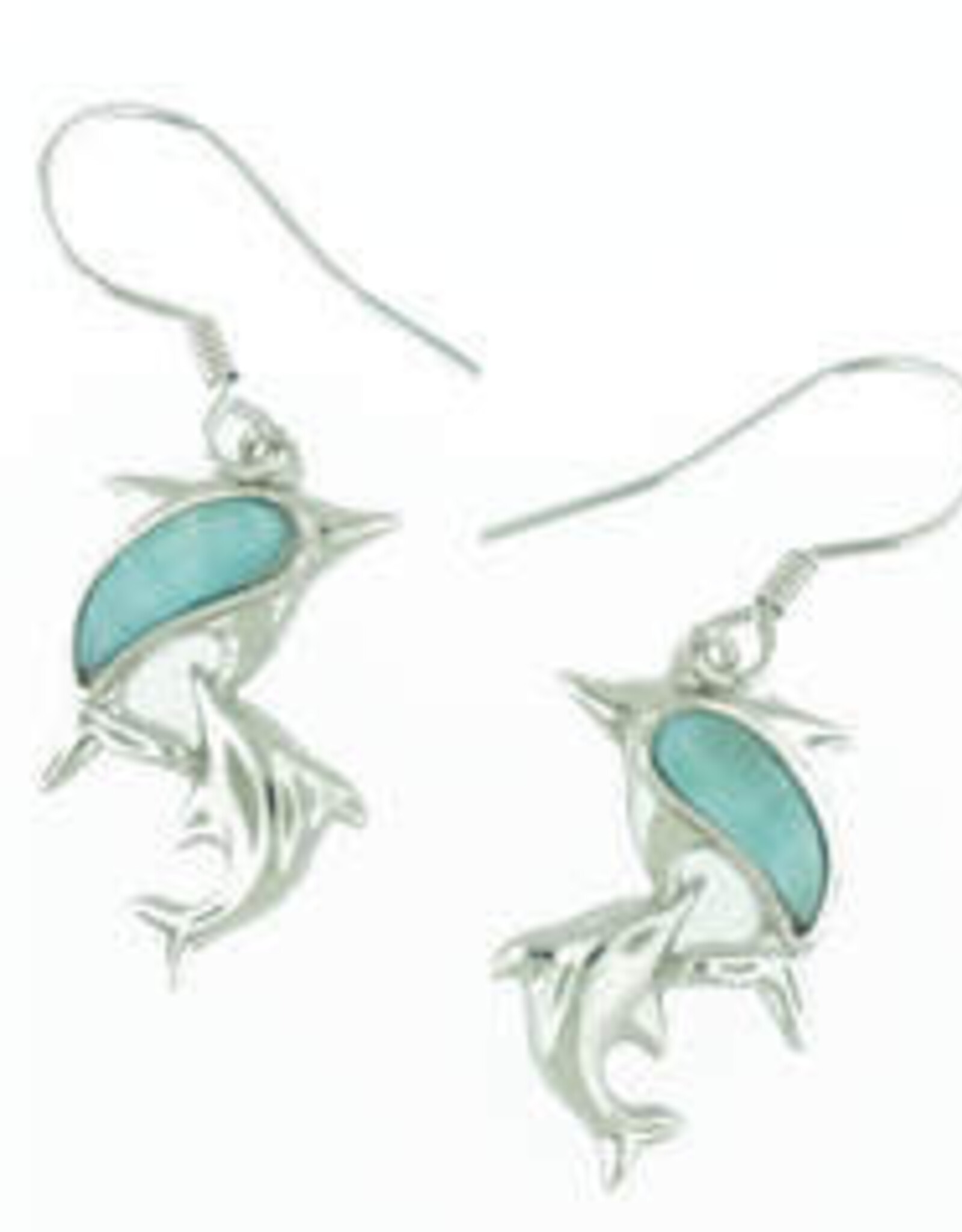 925 Sterling Silver with Larimar Dolphins Earrings