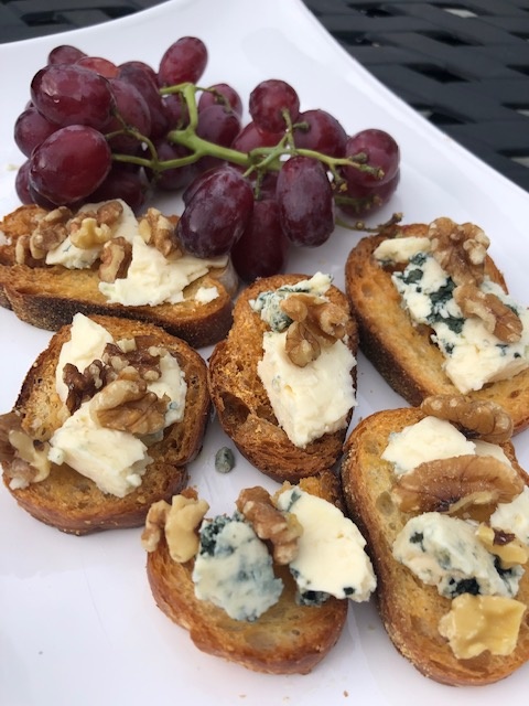 Recipes - Gorgonzola and Walnut Crostini - Olive R Twist Olive Oil Co