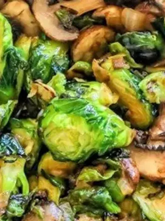 Recipe: Caramelized Brussels Sprouts & Mushrooms