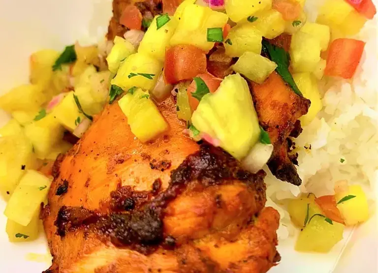 Tropical Grilled Chicken Wings with Mango Pineapple Salsa Recipe