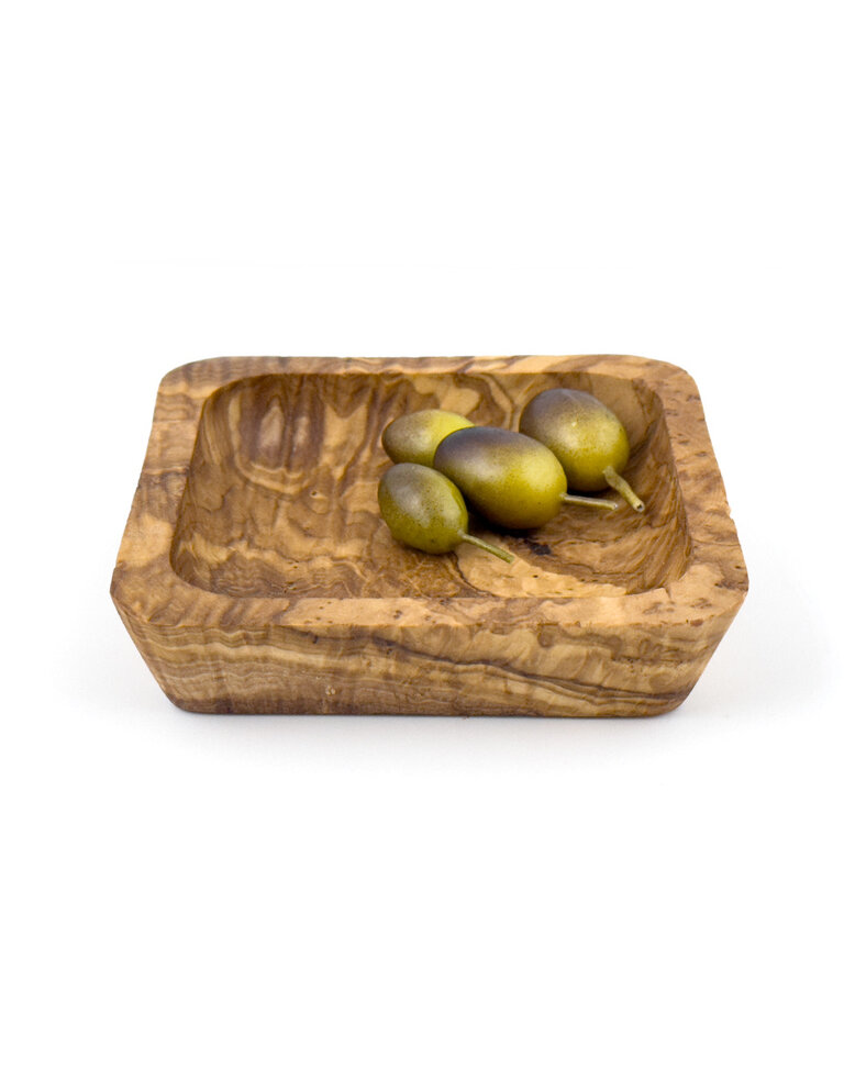 Naturally Med Large Olive Wood Square Dipping Bowl