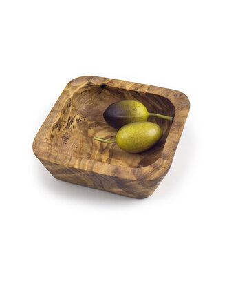 Naturally Med Small Olive Wood Square Dipping Bowl~4.25"