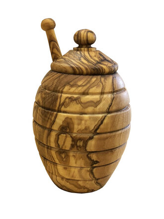 Naturally Med Olive Wood  Honey Pot Naturally Med Olive Wood  Honey Pot