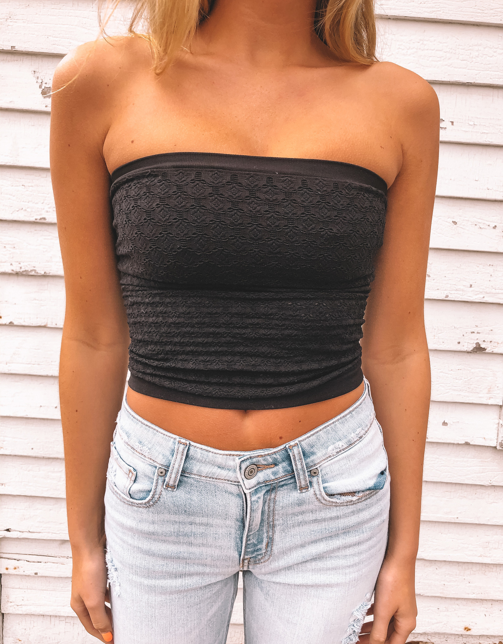 Free People Tube Diamond Seamless Top Black The Pink Turtle