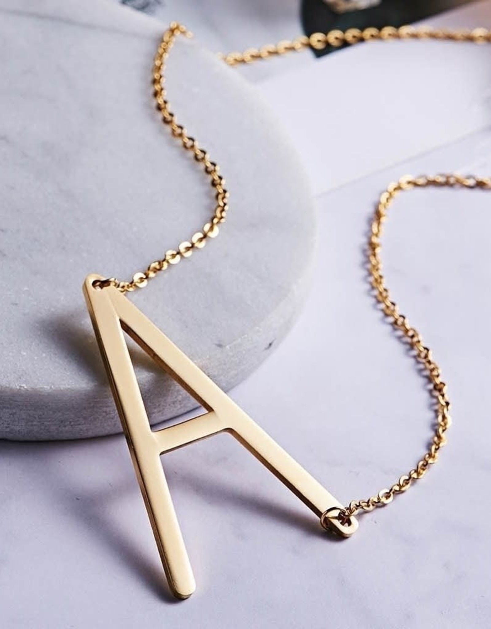 Large Sideways Initial Necklace, Gold