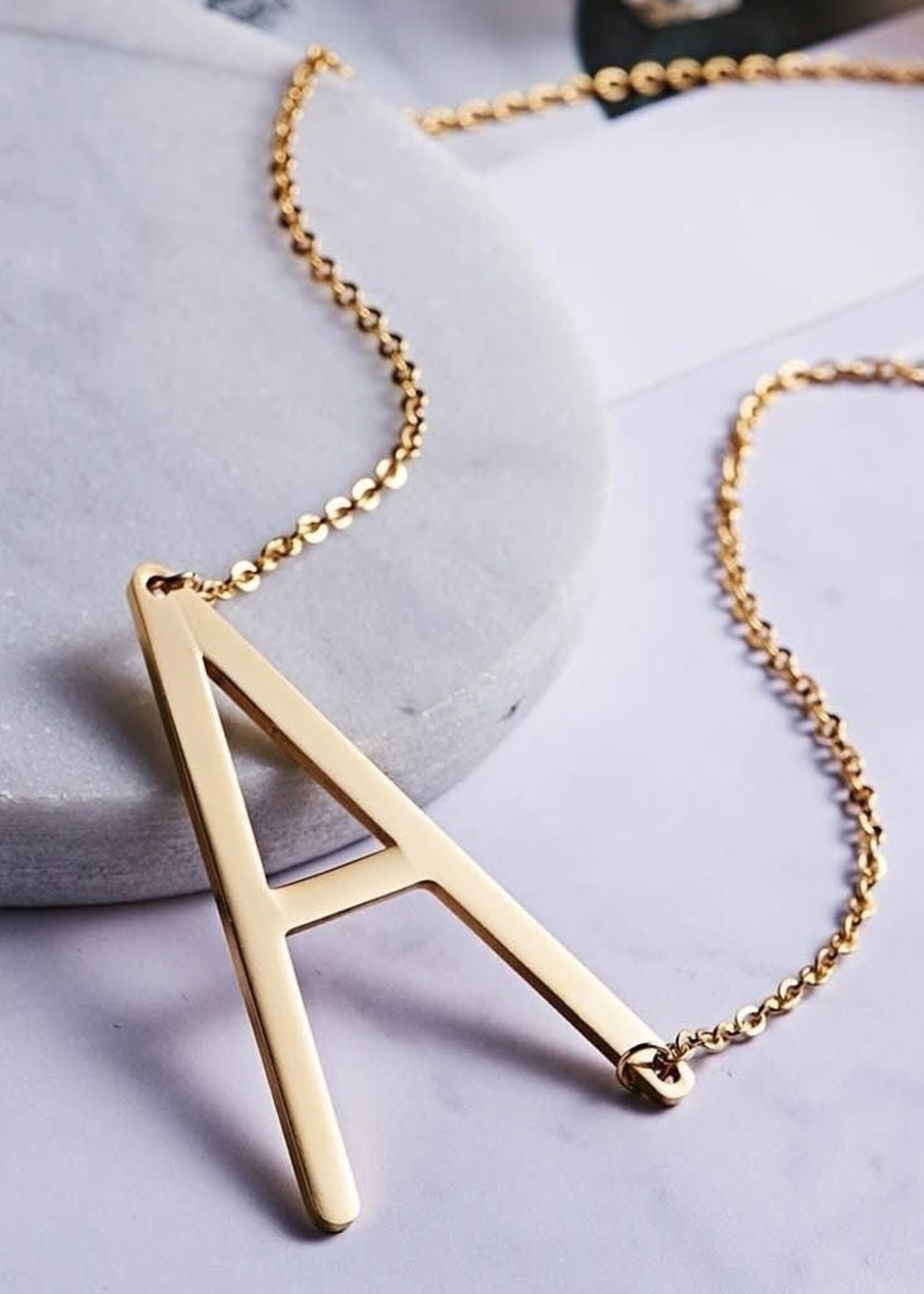 Large Sideways Initial Necklace, Gold