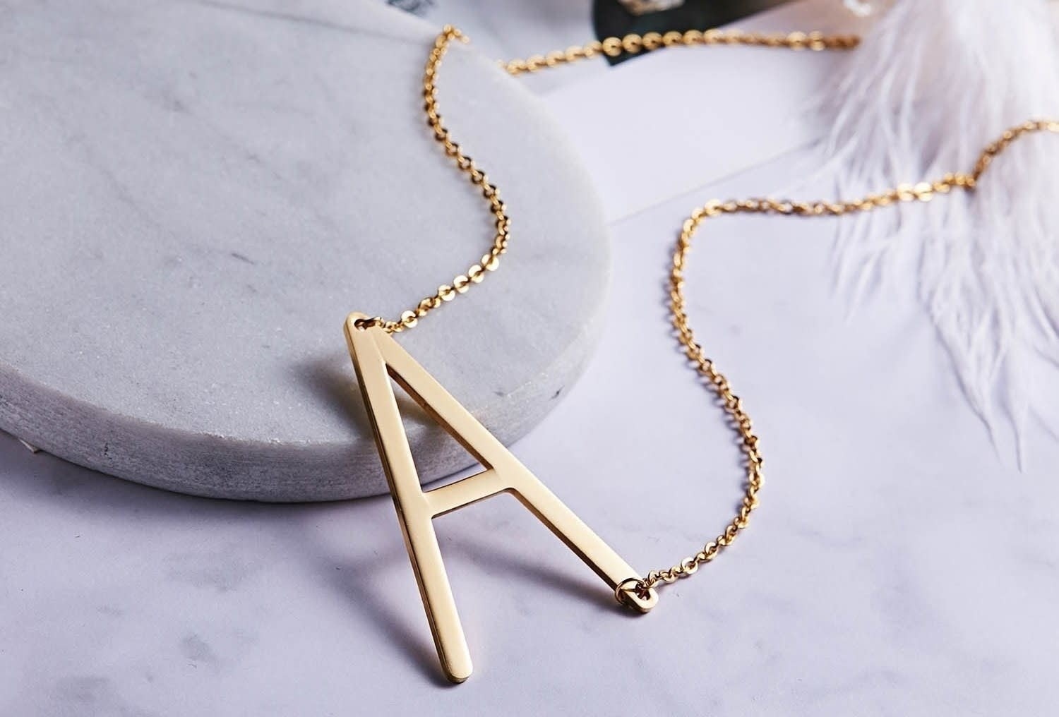 Sideways Letter K Initial Necklace - Silver & Gold
