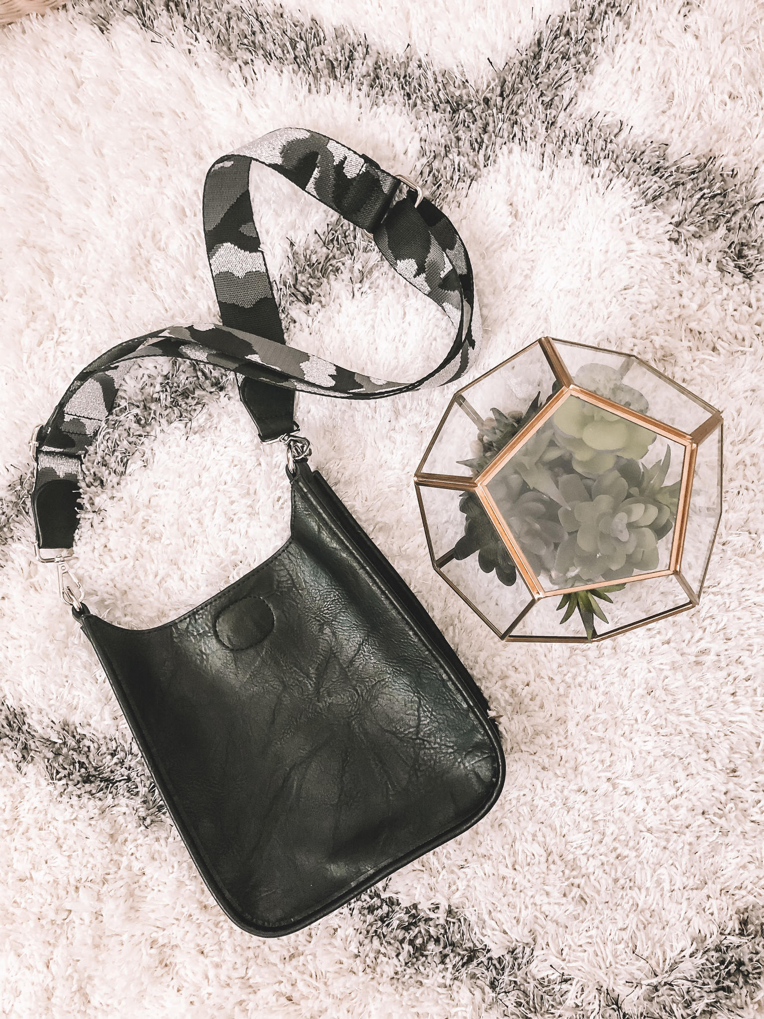 Vegan Leather Crossbody Bag With Camo Strap Walden Wong