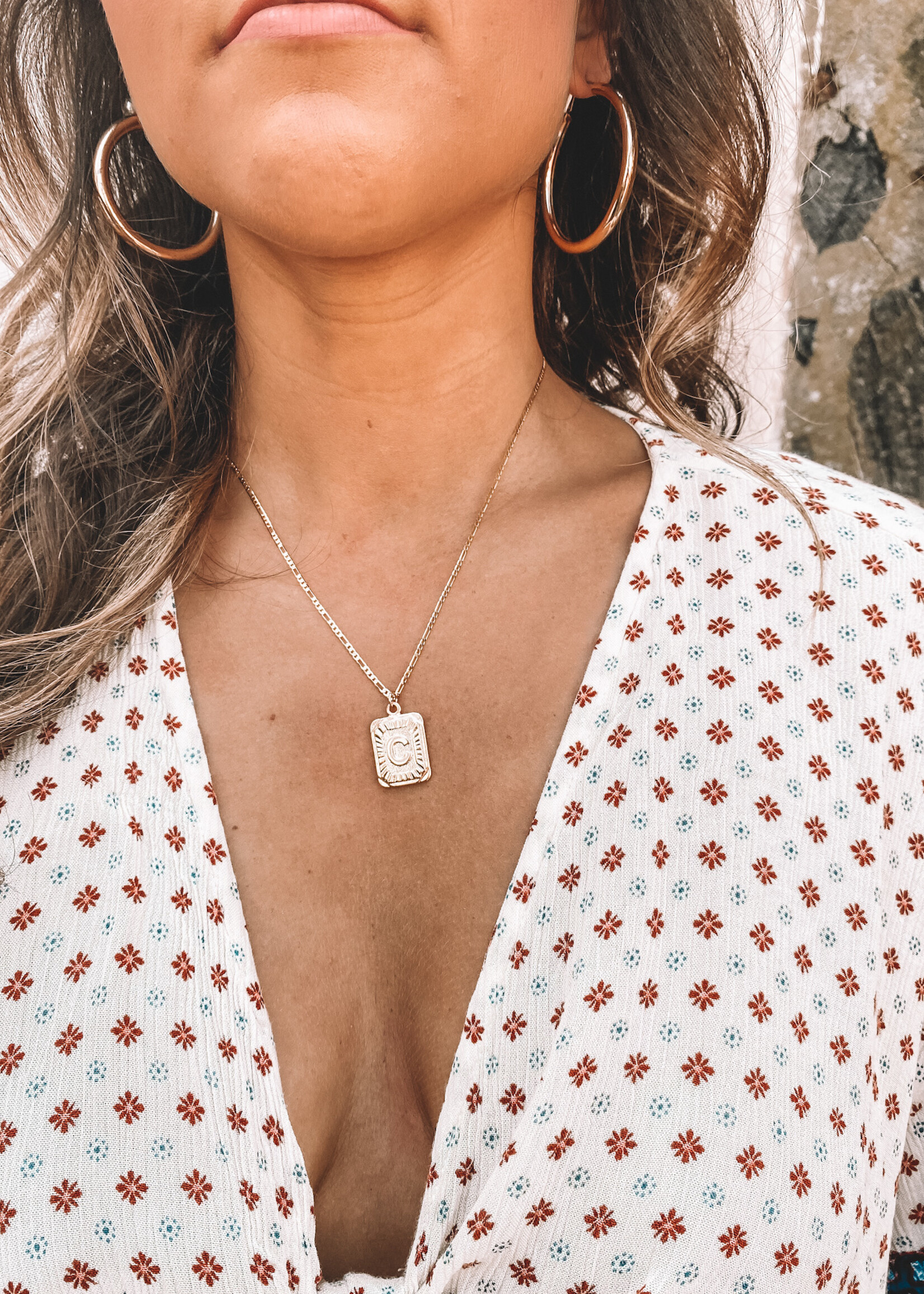 Rect Medallion Initial Necklace