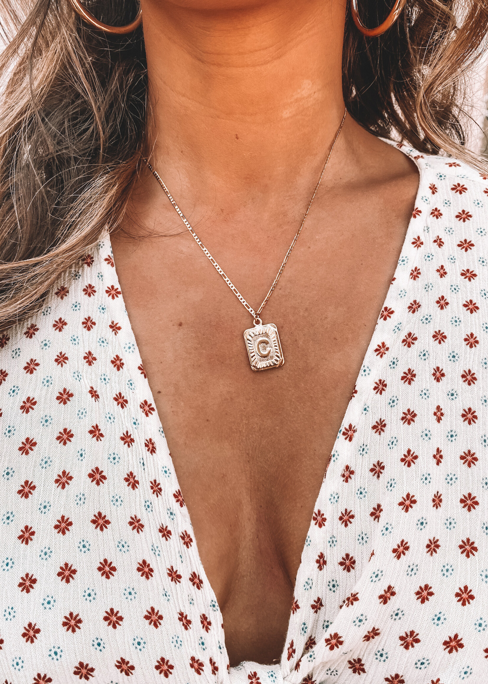 Rect Medallion Initial Necklace