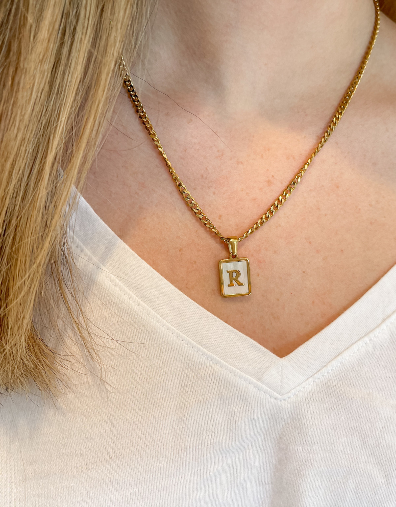 Mother of Pearl Shell Initial Pendant