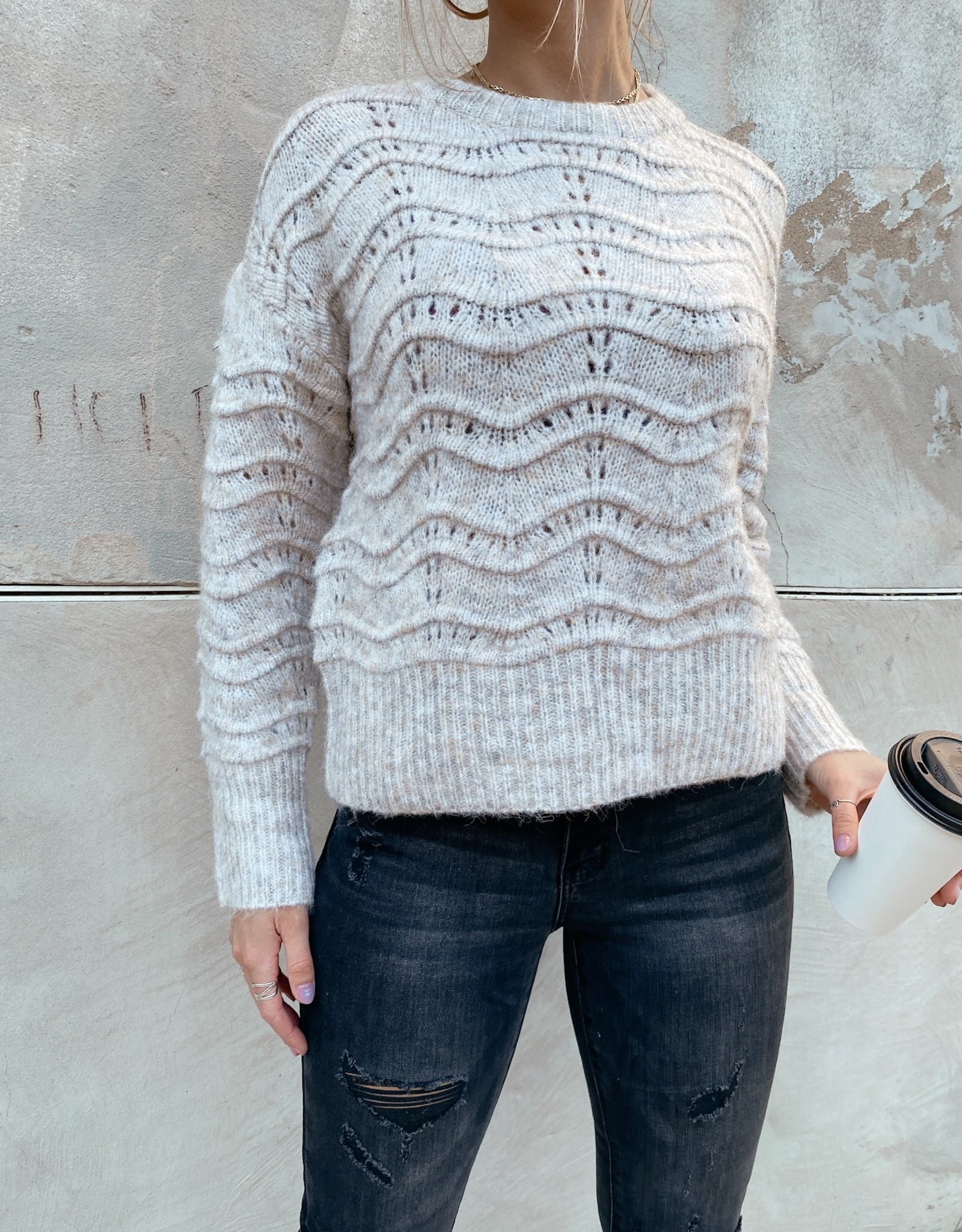 Noelle Textured Knit Sweater - Womenâs Clothing | The Pink Turtle