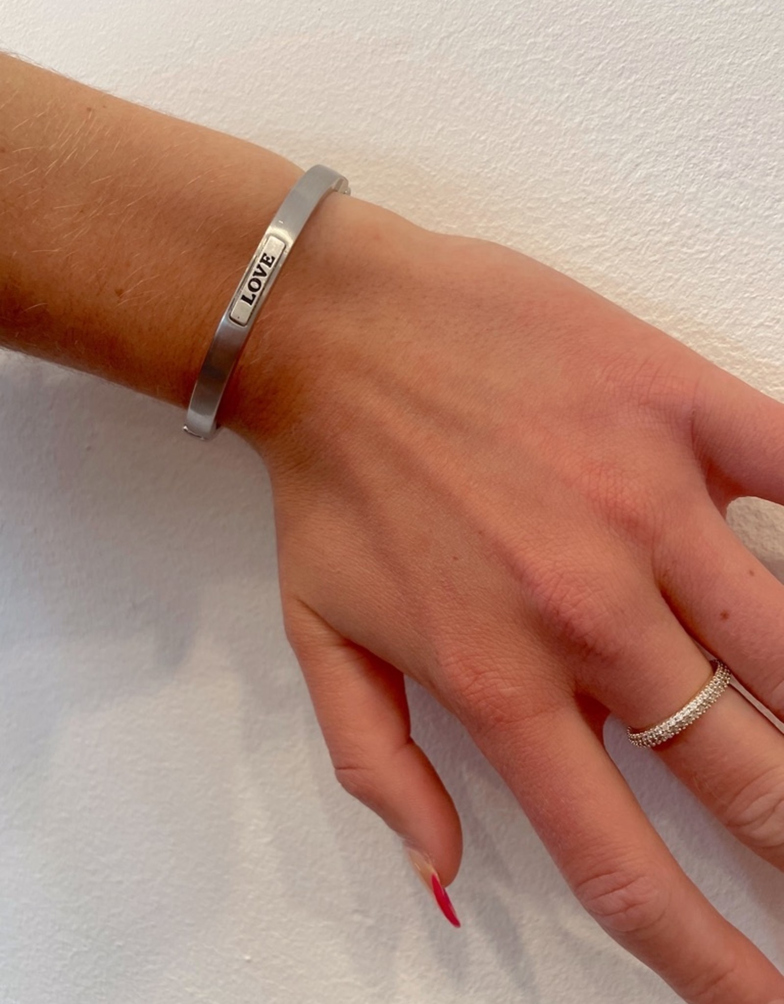 Silver Love Hinge Bangle