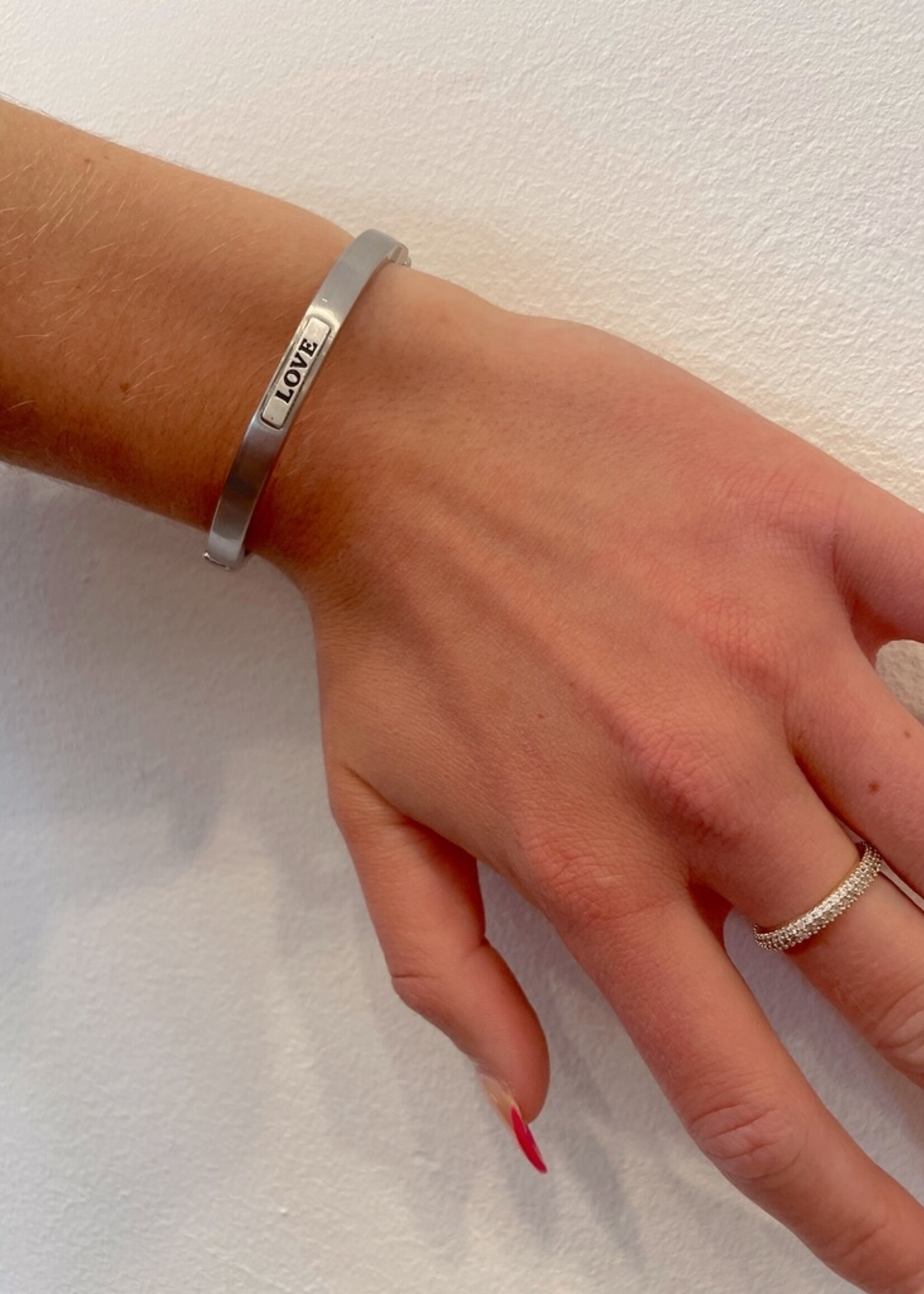 Silver Love Hinge Bangle
