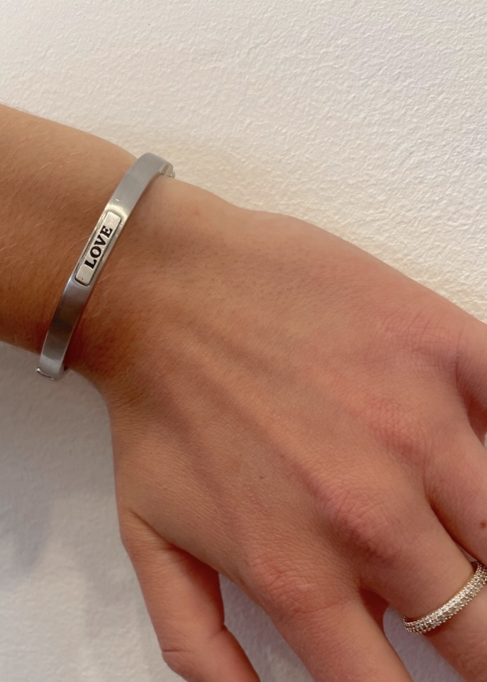 Silver Love Hinge Bangle