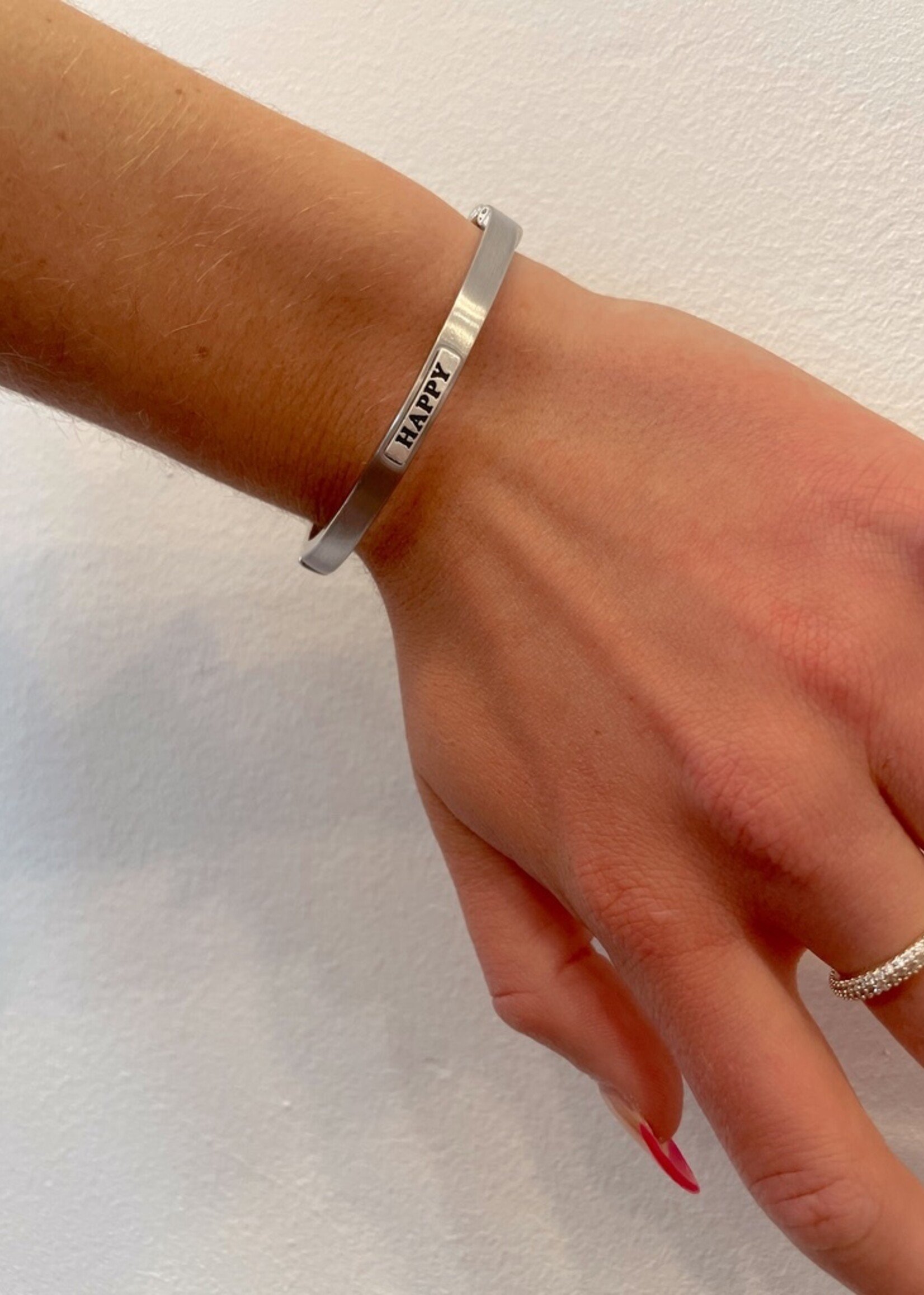 Silver Happy Smile Hinge Bangle