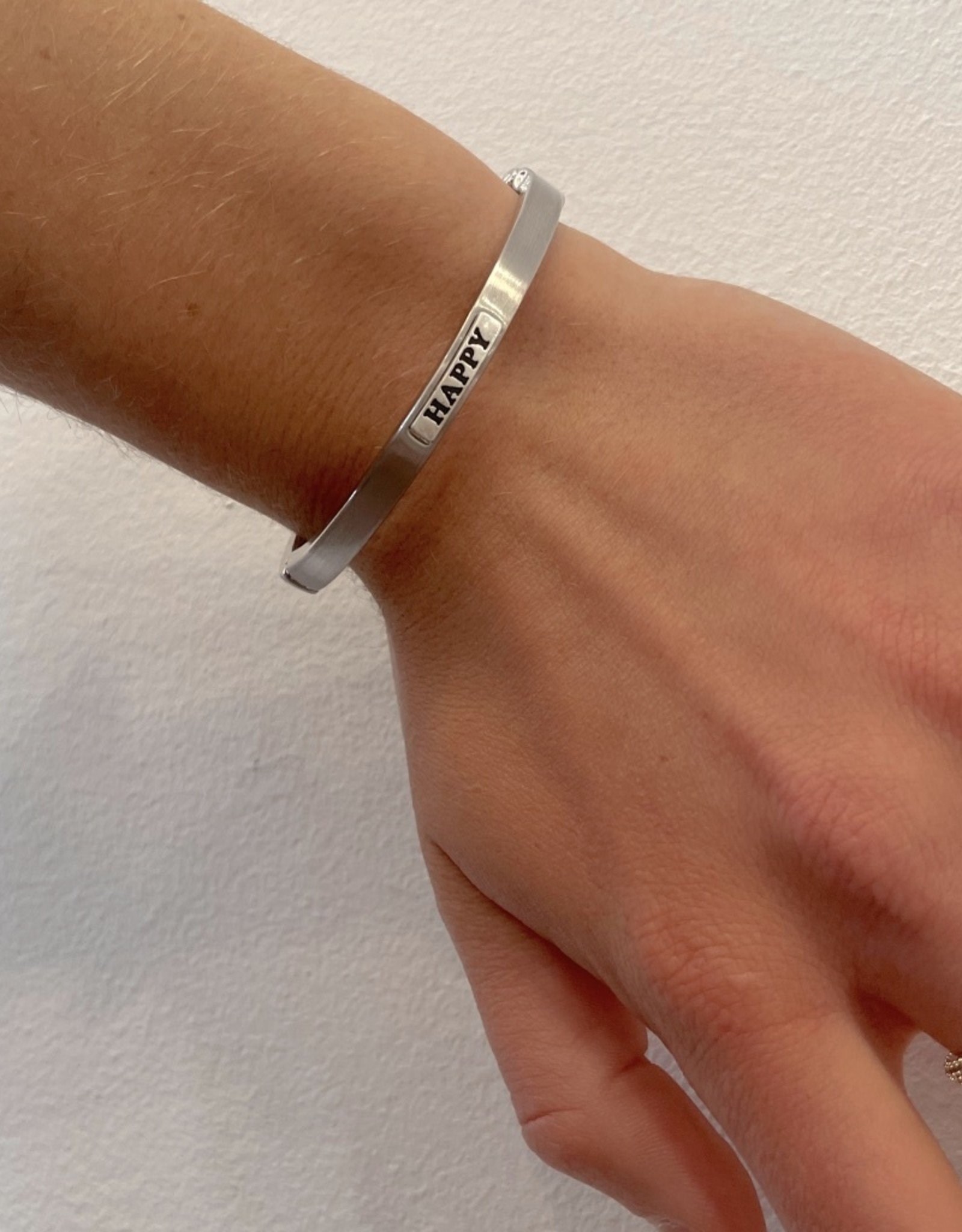 Silver Happy Smile Hinge Bangle