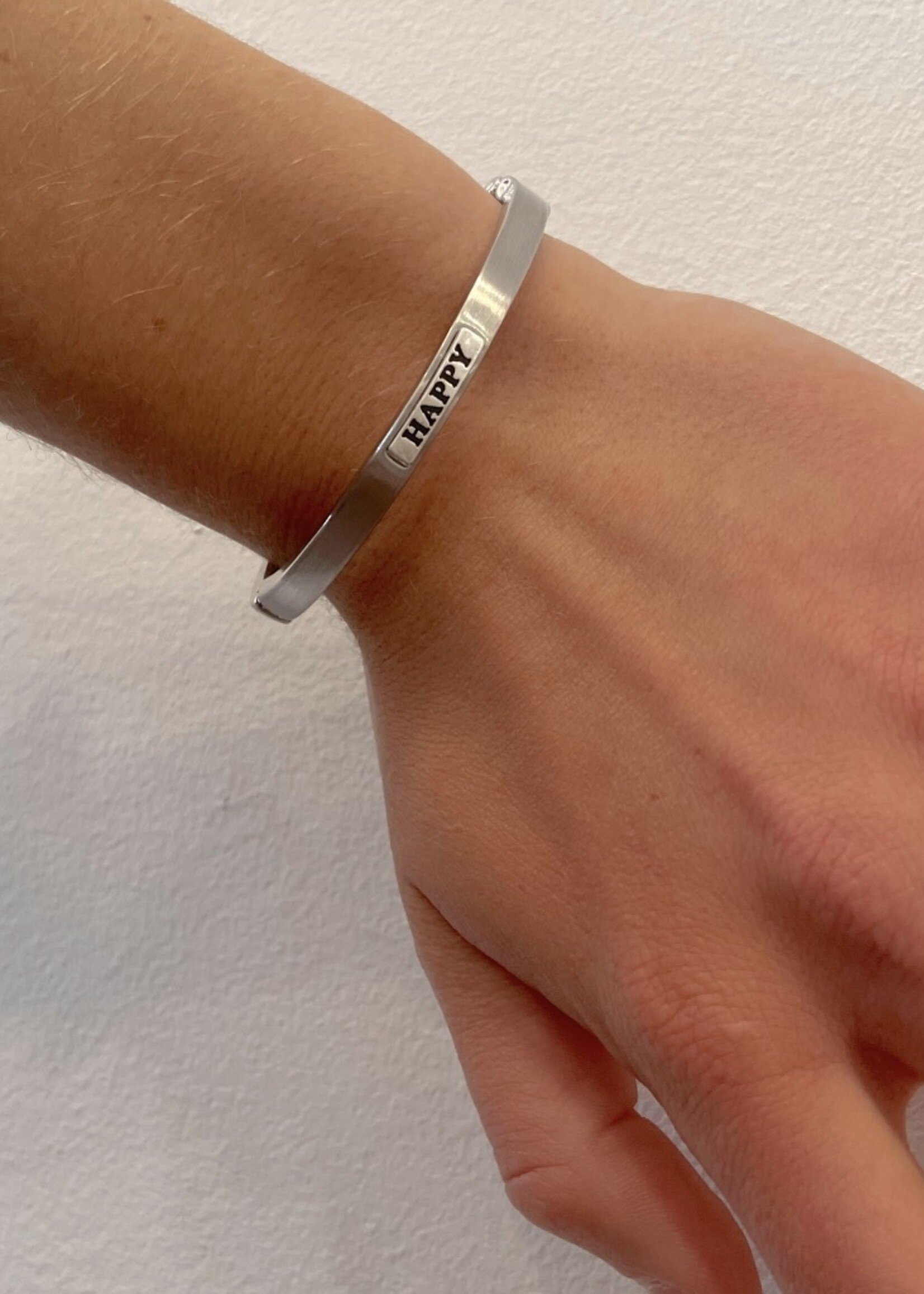Silver Happy Smile Hinge Bangle