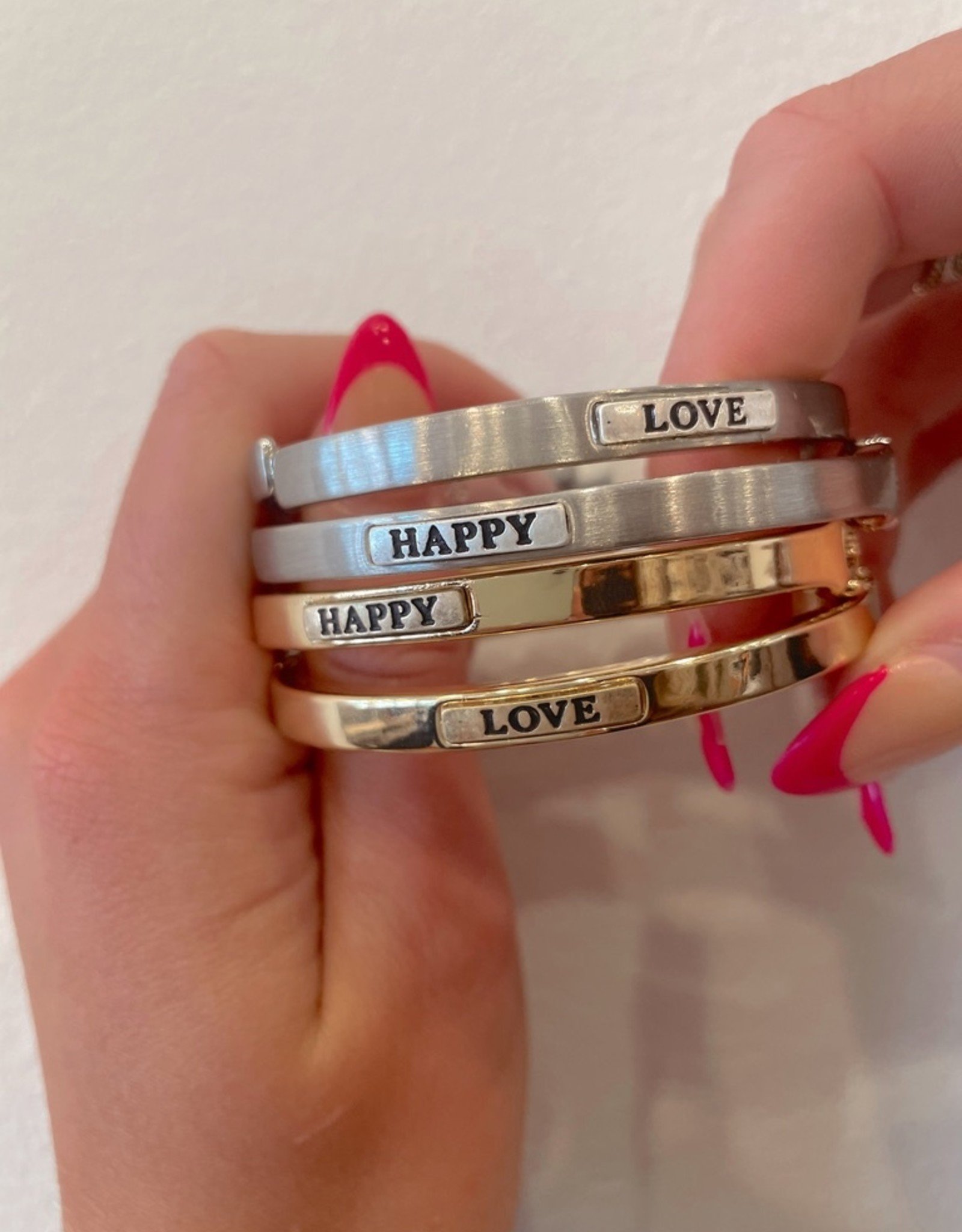 Silver Happy Smile Hinge Bangle