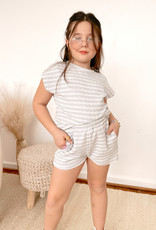 Girls Textured Knit Stripe Elastic Waist Shorts