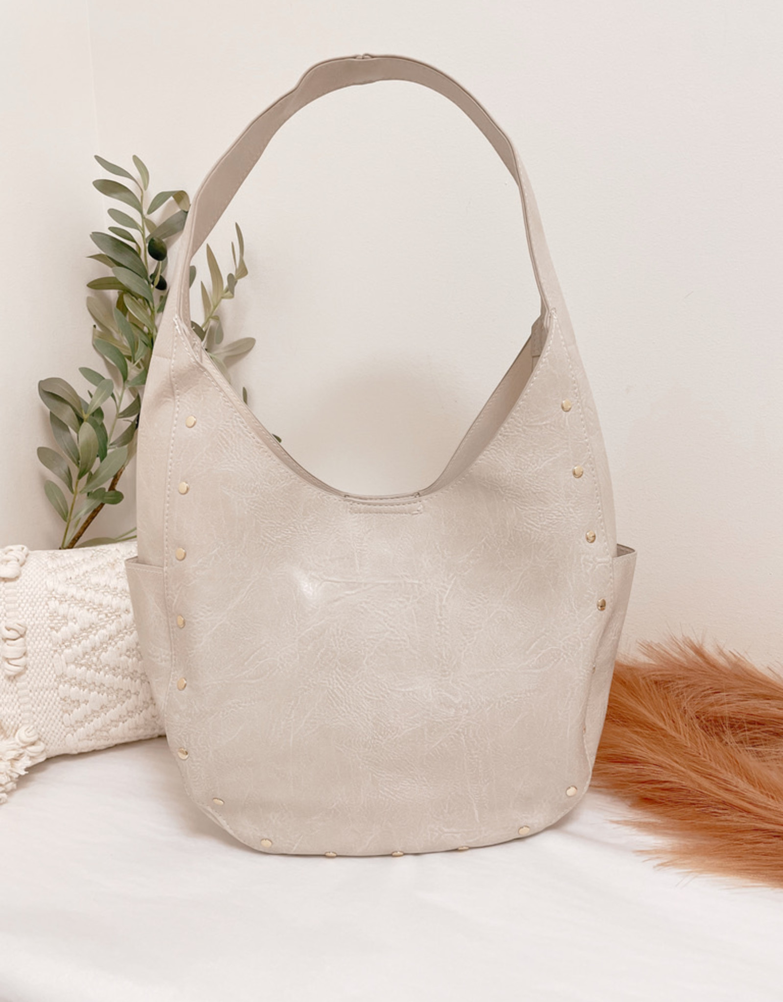 The Julie Faux Leather Studded Hobo Bag