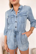 Dotty Chambray Button Up Romper