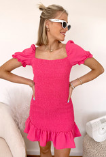 Celeste Hot Pink Ruched Dress